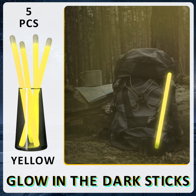 Deekin 5 Pcs 16 Inch Industrial Grade Glow Sticks Bright Jumbo Light Stick Glow in The Dark Emergency Large Glow Sticks Bulk for Camping, Hiking, Hurricane, Survival Kit