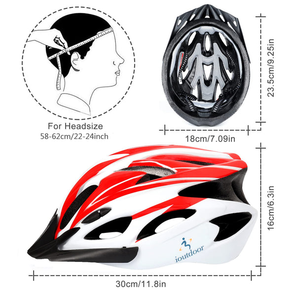 ioutdoor Bike Helmet Men, Mountain Cycle Helmets Ladies with Visor Adjustable Size 56-62CM Large Lightweight 18 Vents Bicycle Cycling for Teenagers Women Men Sport Headwear