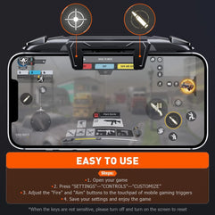 Gaming Triggers, Mobile Game Controller for PUBG/Fornite/Call of Duty Integrated Mobile Triggers Aim Button Shooter Joystick for iPhone and Android Mobile Gaming Trigger Black
