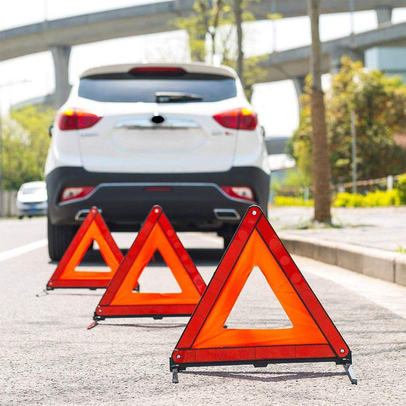 KongJies Warning Triangle, Foldable Emergency Reflector Roadside Hazard Sign Triangle with Storage Case