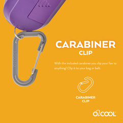 O2COOL Sport Carabiner Misting Fan, Purple