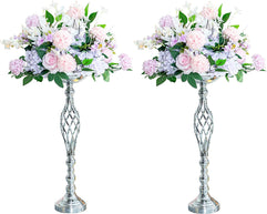 LANLONG 2Pcs fake flower metal classic vase, center vase for wedding decoration, artificial flower arrangement for birthday party home