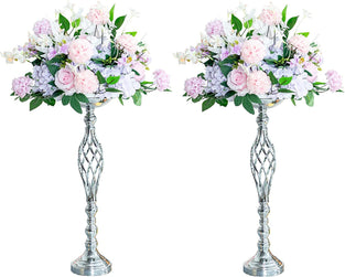 LANLONG 2Pcs fake flower metal classic vase, center vase for wedding decoration, artificial flower arrangement for birthday party home