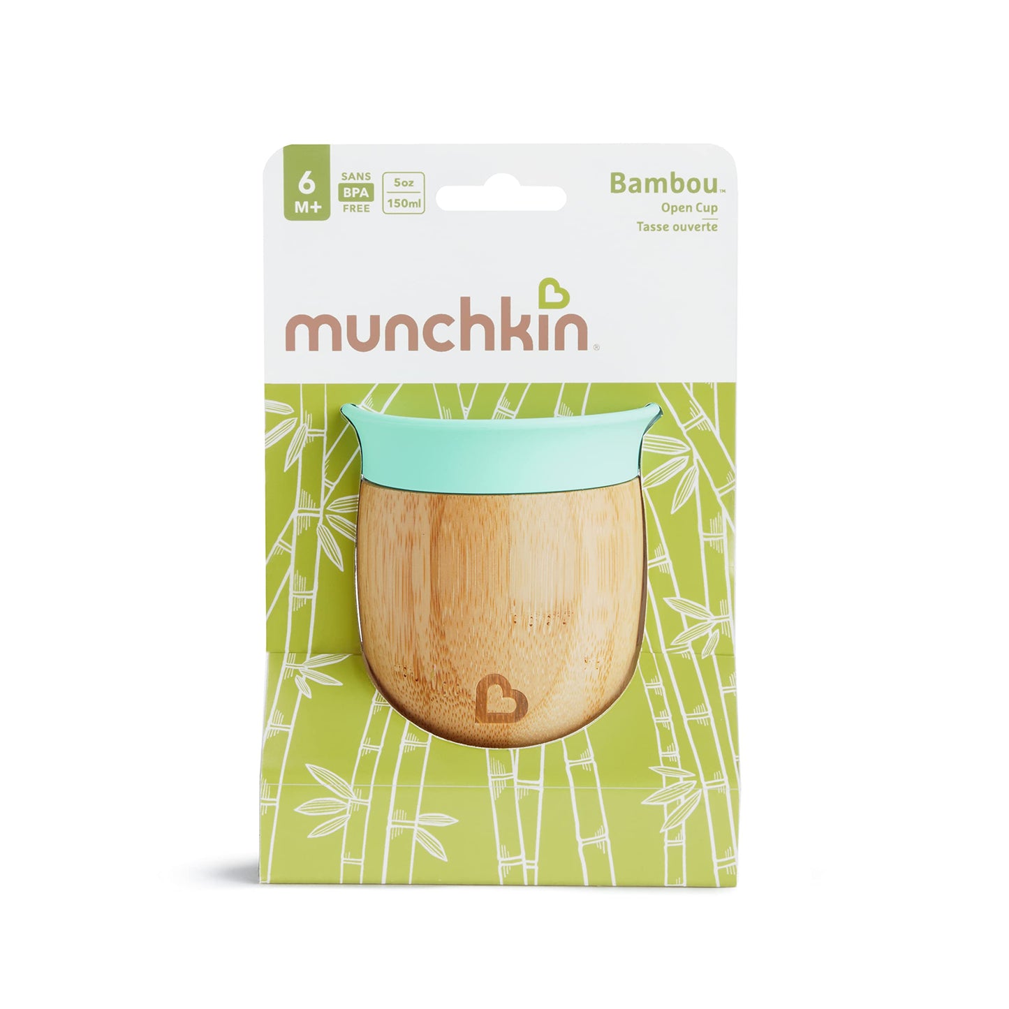 Munchkin Sippy Bambou Open Cup, Baby & Toddler Drinking Cup for 6 Months & Over, Bamboo, BPA Free Weaning Cup for Kids & Babies, 360 Cup Design - 5oz/ 150ml