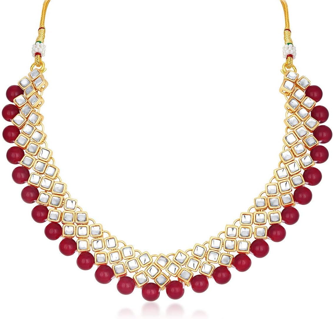 Sukkhi Exotic Kundan Gold Plated Wedding Jewellery Choker Necklace Set for Women (N73524)