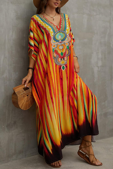 YouKD Wemon's Summer Long Kaftan Bohemian Maxi Kimono Dress Swimsuit Beach Cover Up Robes