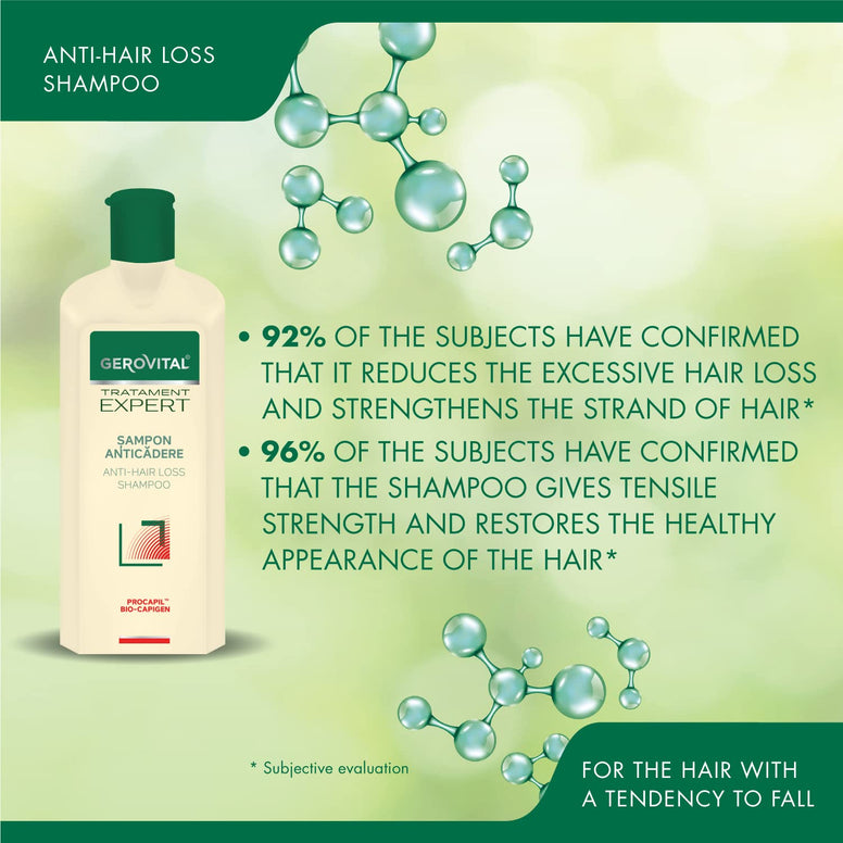 Anti-Hair Loss Shampoo, Significantly Reduces Hair Loss and Stimulates Its Growth, for a Stronger and Thicker Hair, 400 ml, Gerovital Tratament Expert