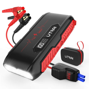 Utrai Jstar 3 Car Jump Starter With Lcd Screen Smart Clamps, 1600A 20000Mah (Up To 7L Gas Or 6L Diesel Engine) 12V Auto Battery Booster Portable Power Pack With Built-In 10 Leds Light, Safe Protection