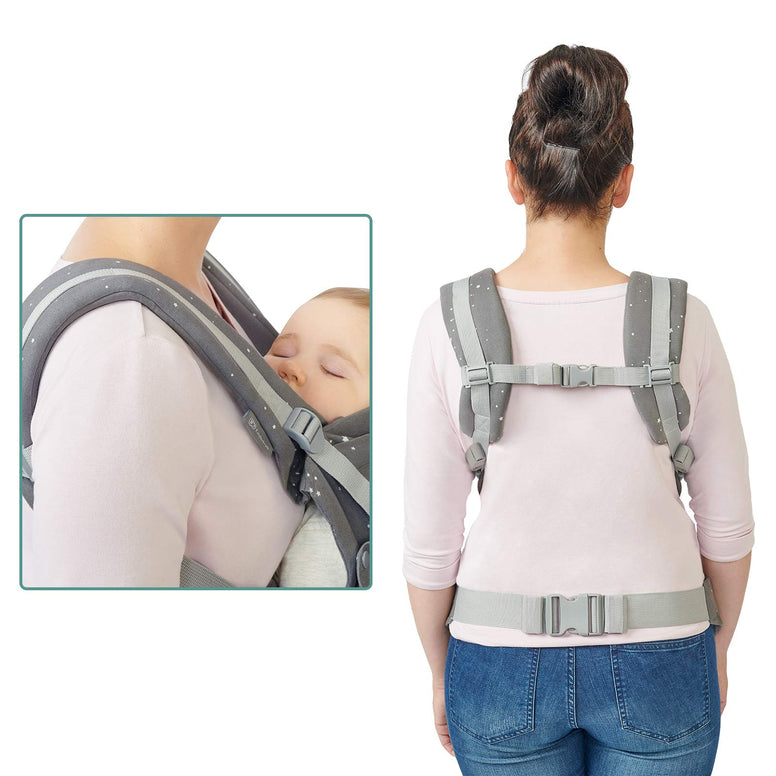 kk Kinderkraft Huggy Baby Carrier, Back Carrier, Belly Carrier for Infants and Toddlers, Baby Carrier, Children's Carrier, Ergonomic, Adjustable, Cotton, Compact Sizes, from 3 Months to 20 kg, Grey