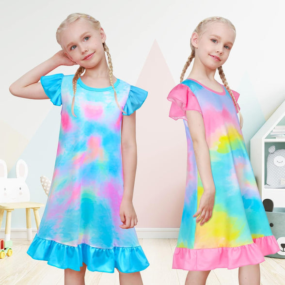 Fiodrimy Girls Nightgowns Unicorn Sleepwear Night Sleep Dress Pajamas Little Kids Toddler Soft Nightgown