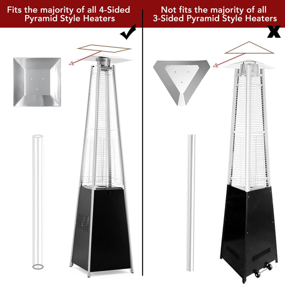 Pamapic Glass Tube Replacement for 4-Sided Pyramid Heater，49.5 inch Tall