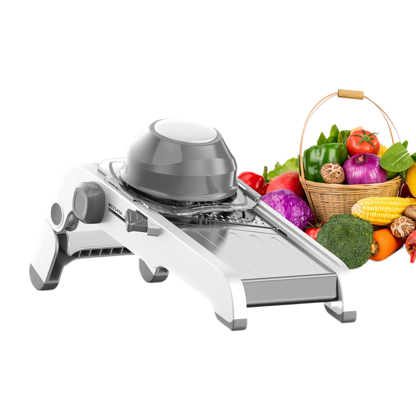 ZKIRON Adjustable Mandoline Food Slicer - Stainless Steel, Vegetable Chopper, Food Chopper, Vegetable and Fruits Slicer, Cheese Grater, Veggie Chopper with Waffle Maker, French Fry Cutter(Gray)