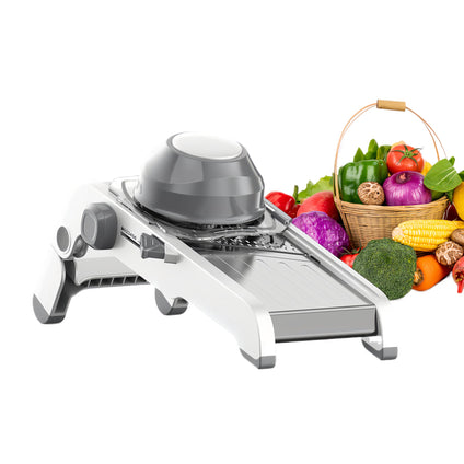 ZKIRON Adjustable Mandoline Food Slicer - Stainless Steel, Vegetable Chopper, Food Chopper, Vegetable and Fruits Slicer, Cheese Grater, Veggie Chopper with Waffle Maker, French Fry Cutter(Gray)