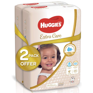 Huggies,Extra Care Baby Diapers,Diapers Size 4+(10-16kg),Mega Pack of 128 Diapers,Absorbent Channels and Strechy Waistband,12h Day & Night Protection,Free from Nasties