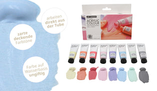 Acrylic Paint Set in Pastel Tones 8 Tubes Each 22 ml for Painting on Canvas, Pastel Colour, Soft Tones