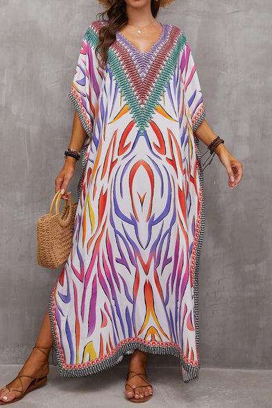 YouKD Wemon's Summer Long Kaftan Bohemian Maxi Kimono Dress Swimsuit Beach Cover Up Robes