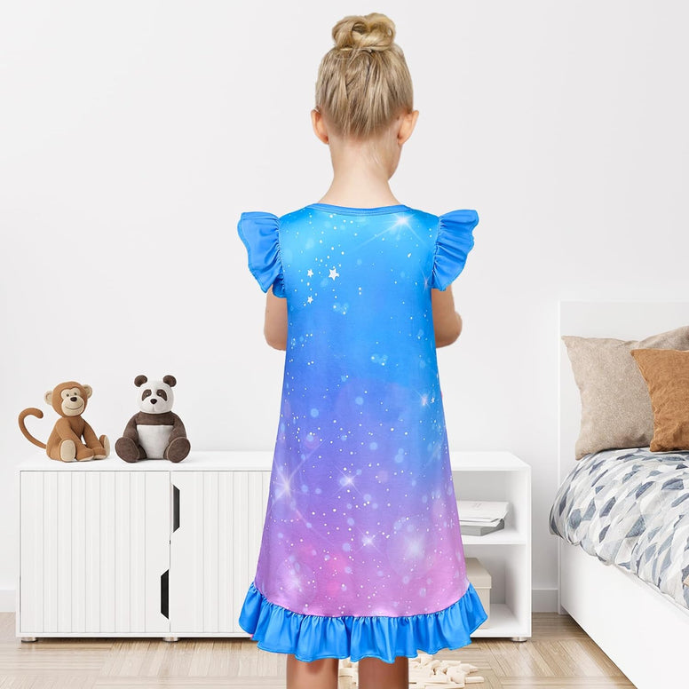 Fiodrimy Girls Nightgowns Unicorn Sleepwear Night Sleep Dress Pajamas Little Kids Toddler Soft Nightgown