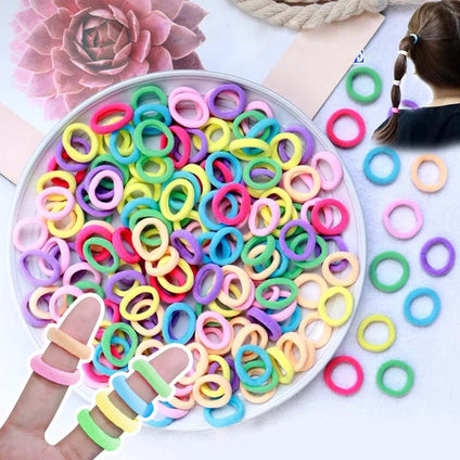 Girl's Hair Elastic Bands, 100pcs Baby Hair Tie Multicolor Mini Hair Bands Seamless Ponytail Holder Tiny Rubber Bands Hair Bobbles Toddler Hair Accessories for Girls