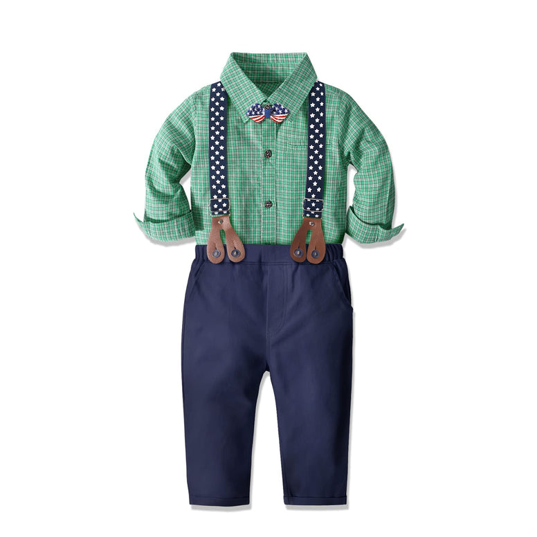 Nwada Boys Clothes Sets Toddler Dress Suit Infant Outfit Gentlemans Clothes Sets Shirt + Pants + Bow Tie 12 Month - 6 Years