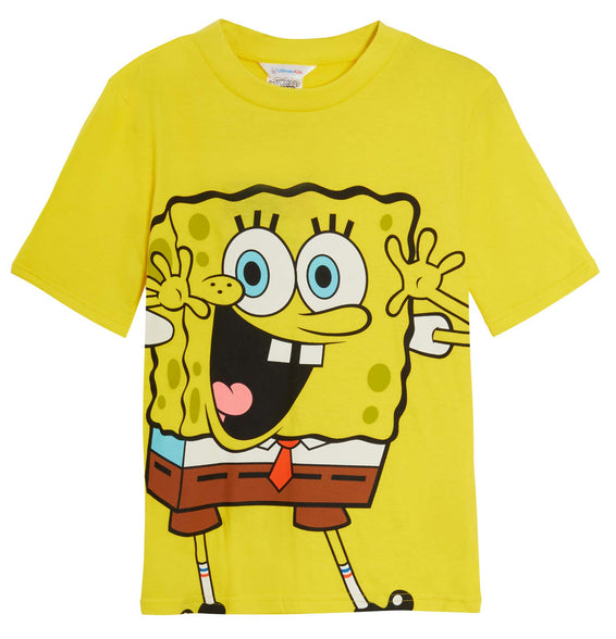 SPONGEBOB SQUAREPANTS Kids Pyjamas Snuggle Fit Boys Girls Full Length Pjs Set with Short Sleeve T-Shirt Unisex Gift 3-4 Years