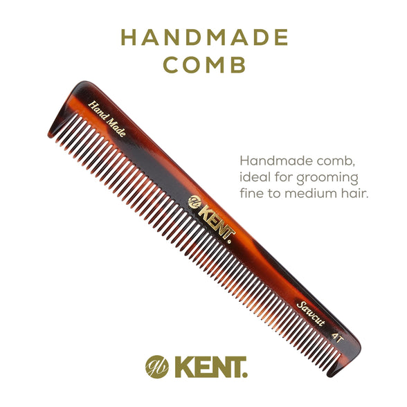 Kent Brushes Handmade Combs Range 4T Medium Size Coarse and Fine Comb