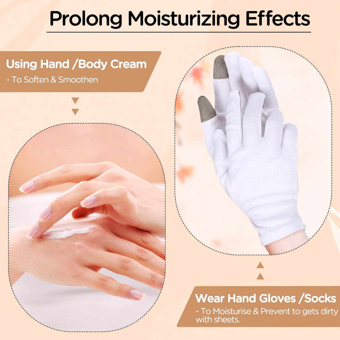 2 Pairs Touch Screen Thin Moisturizing Gloves, White Cotton Moisturizing Gloves for Dry Hands Skin Spa Gloves Rough-Cracked Chapped Eczema