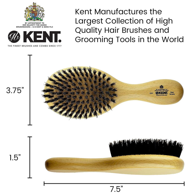 Kent Oval Club Satinwood Black Bristle Brush - OG1 (PACK OF 1)