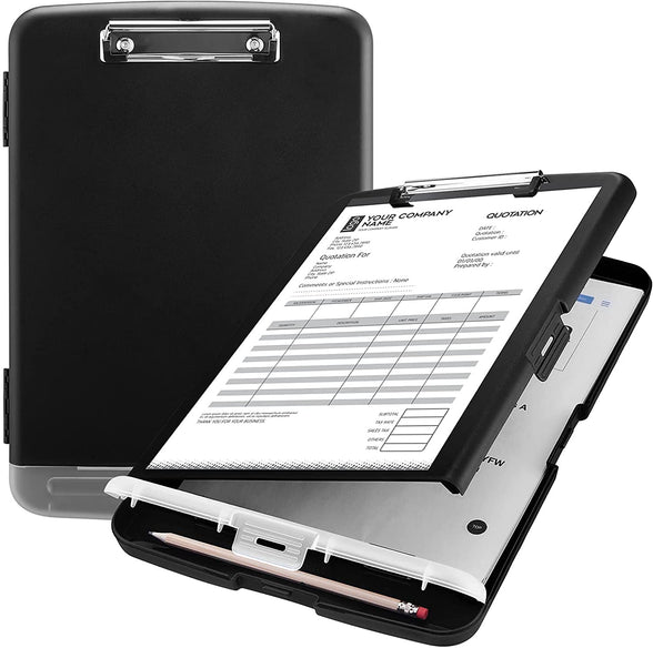 Clipboard Storage Portfolio High Capacity Nursing Clipboards with Pen Holder, KASTWAVE Duty Plastic Storage Clipboard with Low Profile Clip, Clipboard Folder Side-Opening, Work for Office & School