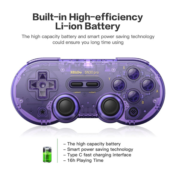 8Bitdo SN30 Pro Switch Wireless Bluetooth Game Controller Gamepad for Switch Steam Mac PC Android Windows MacOS (Purple)