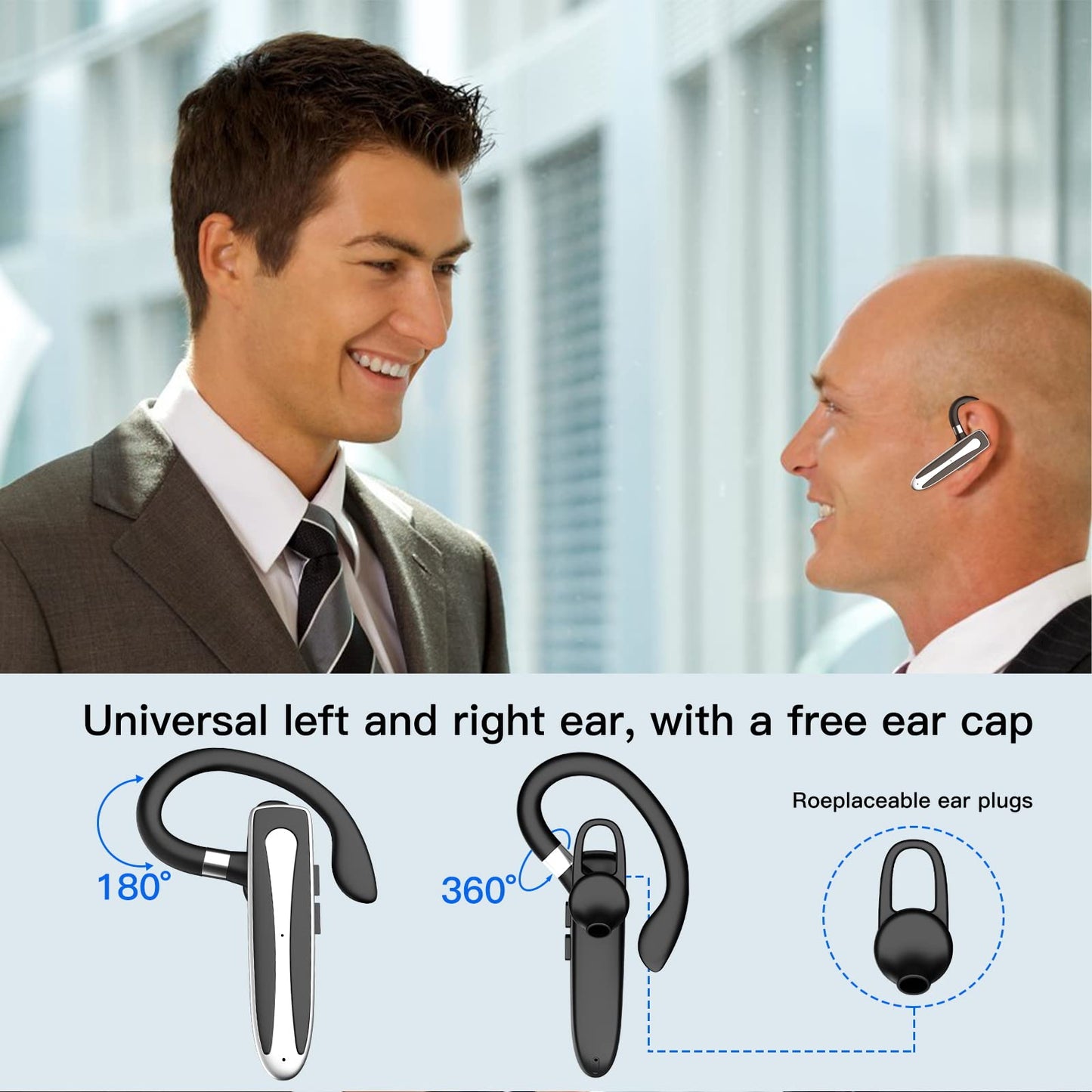 Bluetooth Headset for Cell Phone, Wireless Bluetooth 5.1 Earpiece Single-Ear Headset Hands-Free Earphones,in Mic with Charging Case, for Office Driving Calling Compatible Android/iPhone.