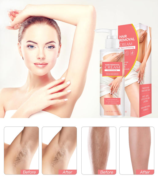 Sensitive Skin Hair Removal Cream for Women, Painless Bikini Hair Removal, Long-Lasting Fast-Acting, for All Skin Types, All Skin Types, Use on Arms, Underarms, Legs, Full Bikini Area