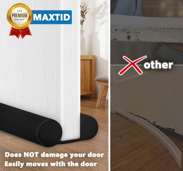 MAXTID Under Door Draft Blocker Black Door Draft Stopper 32-38" Reduce Noise Breeze Cold Air Blocker Adjustable Door Seal Sweep Sound Proof