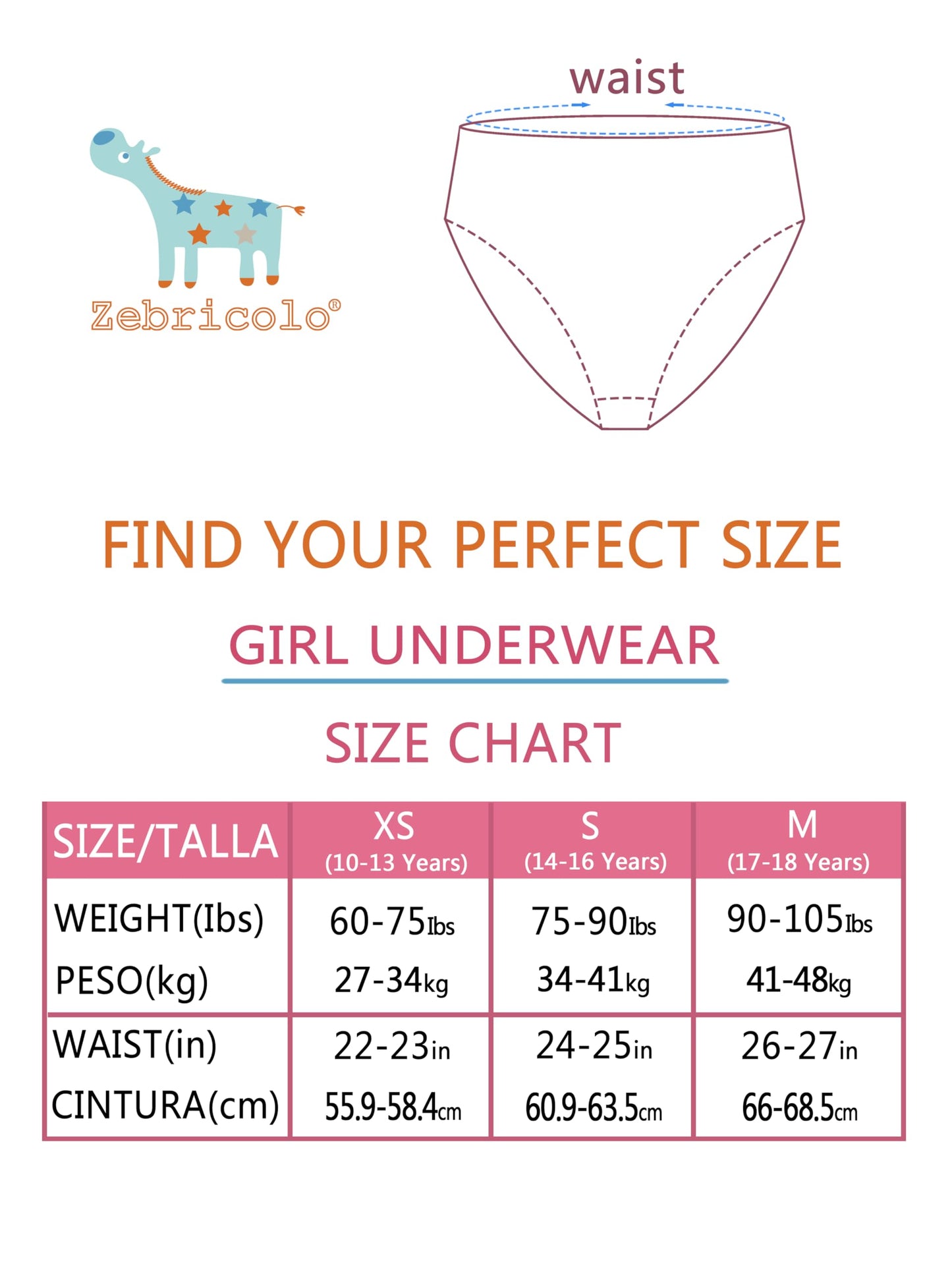 zebricolo girls underwear,100% cotton, toddler girl underwear, 6&10Pack, kids underwear girls (Random pattern  10-13 Y