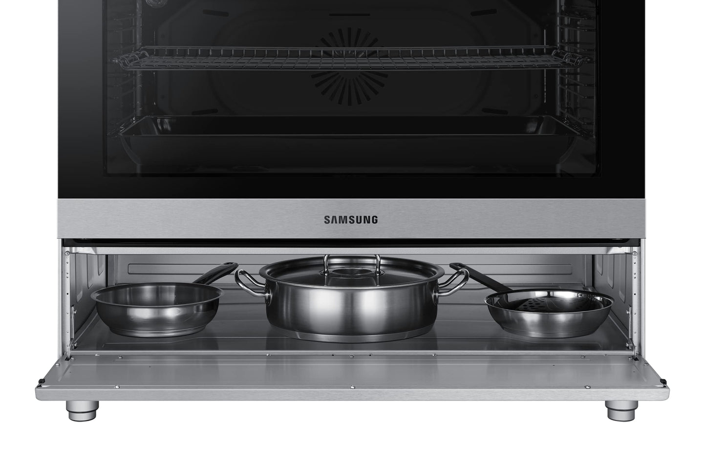 Samsung Oven Gas Range with Triple Power Burner, 89L, Silver, 4.5 kW Triple Power Burner and Auto Turnspit, NX36BG48531SSG, 1 Year Warranty