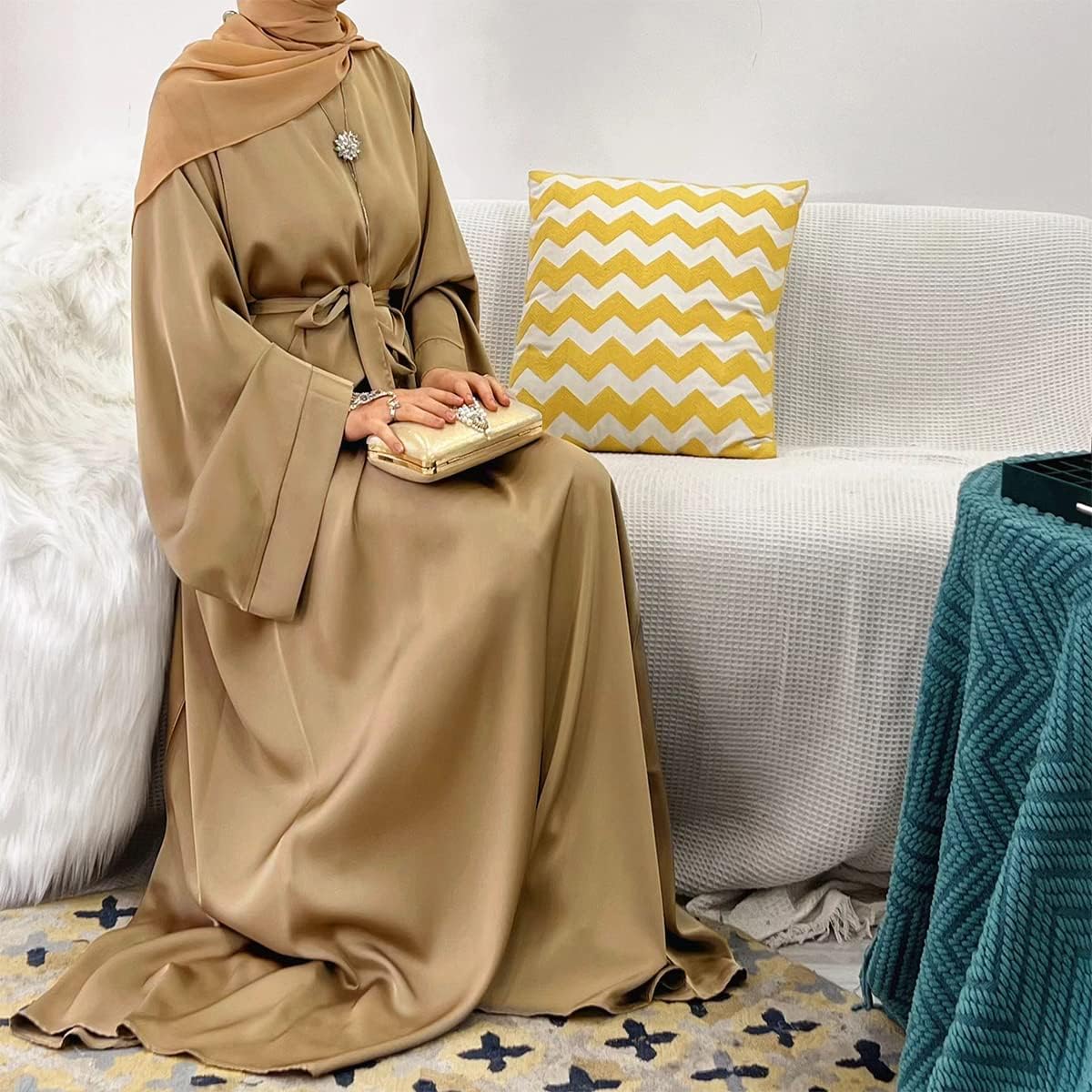 Abayas for Women Muslim Dress, Eid Ramadan Modest Prayer Clothes Islamic Arabic Kaftan Maxi Middle East Robe