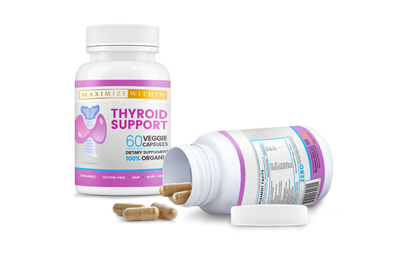 Maximize Within Thyroid Support Supplement for Women & Men - Focus, Mental Clarity & Energy with Ashwagandha Iodine Zinc Kelp Vitamin B12 L Tyrosine Selenium Copper Bladderwrack- 60 Count