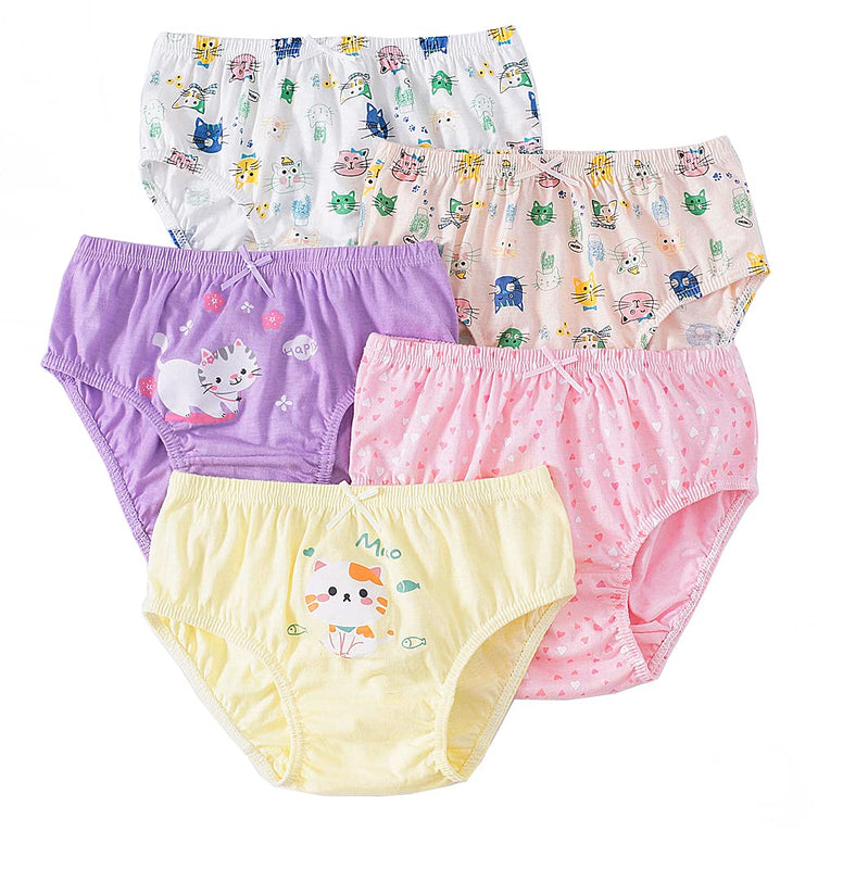 CHUNG Toddlers Little Girls Cotton Briefs Panties Pack of 5/6 Print Underwear 2-3Years