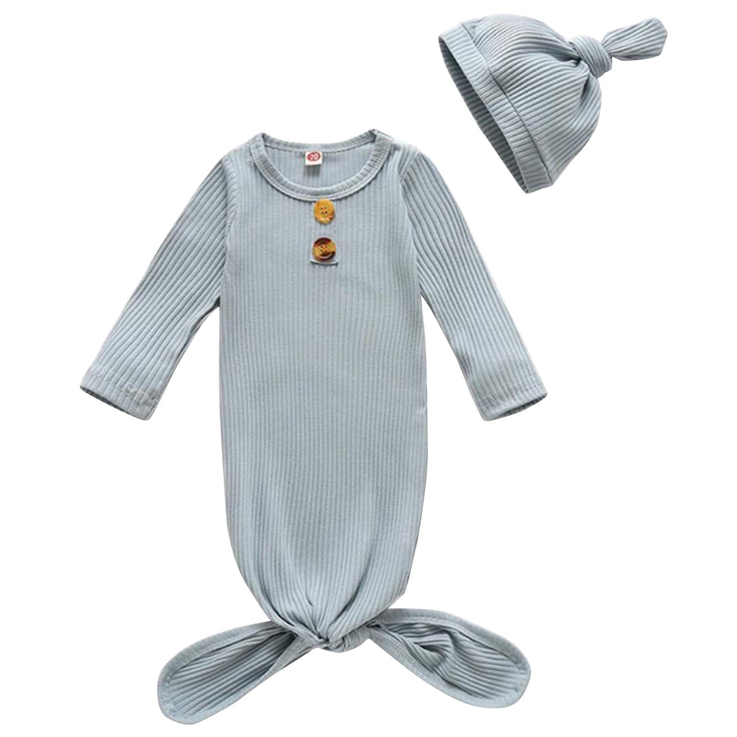 Newborn Baby Nightgown Coming Home Outfits Long Sleeve Sleeping Bags Pajama Set Swaddle Blanket Sleepwear 0-3M