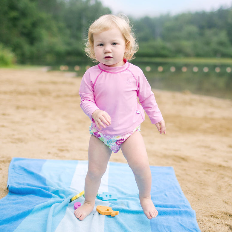 green sprouts - Ruffle Swim Nappy - White Zinnia - 6Mo (3-6 Months)