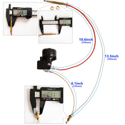 Gas Patio Heater Thermocoupler and Anti Tilt Dump Switch,Patio Heater M60.75 Head Thread With M8X1,M9X1 End Connection Nuts for Patio and Outdoor Heater Accessories