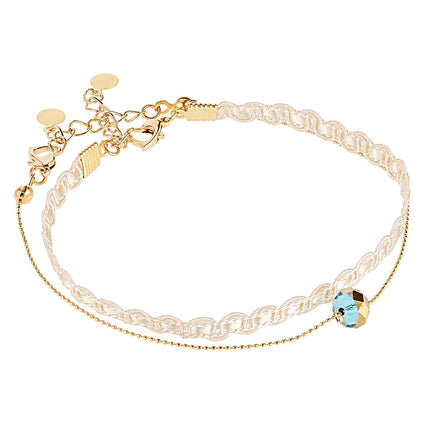 Alwan New Gold Plated Set of 2 Short Size Anklets for Women - EE3706FBGGM