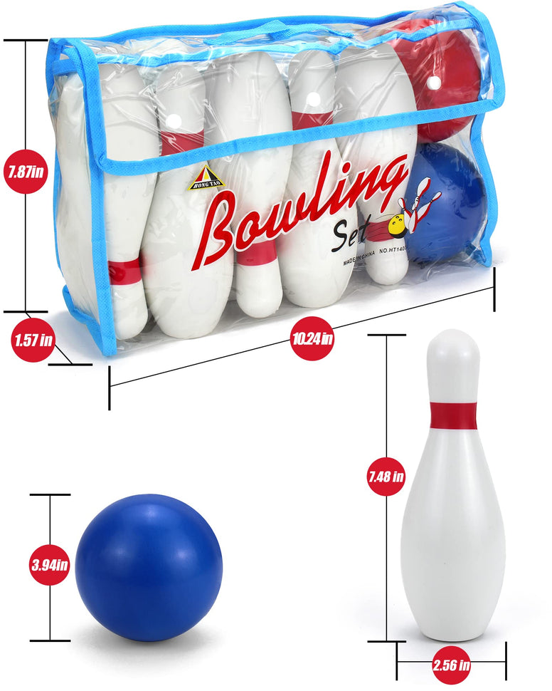 Phobby Kids Bowling Set with 10 Soft Foam Bowling Pins & 2 Balls, Indoor Outdoor Bowling Toys for Toddlers 3-8 Years Old