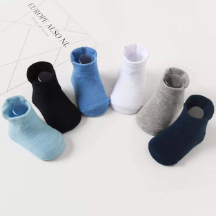 Brien Toddler Grips Ankle Socks, Non Slip Socks for Kids, Low Cut Anti-Skid Floor Socks for 1-3 Years Baby Boys and Girls, 6 Pairs