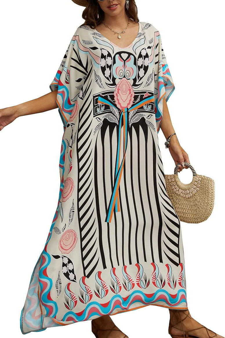 YouKD Wemon's Summer Long Kaftan Bohemian Maxi Kimono Dress Swimsuit Beach Cover Up Robes