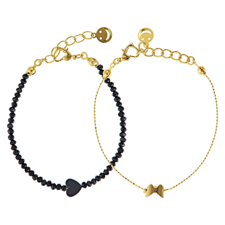 Alwan Gold Plated and Crystal Set of 2 Bracelets for Women - EE3815E3476BA