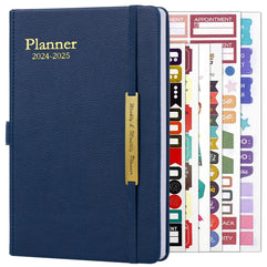 2024 Leather Planner Weekly and Monthly, 18 Months Calendar Book, 2024 Academic Planner From Jan. 2024-June 2025, 2024 Appointment Book, Daily Agenda, Yearly Teachers Planner (5.7 X 8.5" Blue)