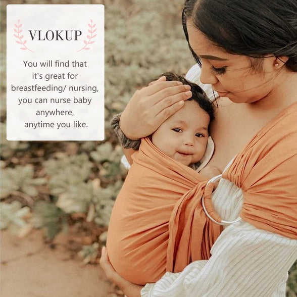 Vlokup Baby Ring Sling Baby Carrier, Extra Soft Baby Sling Carrier for Newborn to Toddler, Lightweight Breathable Adjustable Baby Wrap Sling, Brown