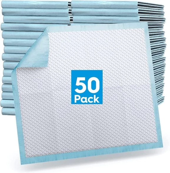 50-Pieces Packed in 5 Pouches Cherry Medical Supply 60 cm x 90 cm XL Disposable Underpads, Incontinence Pads, Chux, Bed Covers, Puppy Training Thick, Super Absorbent Protection for Kids Adults Elderly