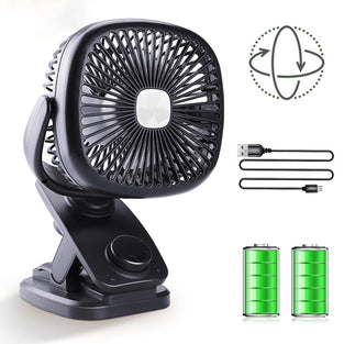 SLGOL Rechargeable Battery Operated Mini Clip Fan, 3 Speeds Fast Air Circulating Desk Fan for Outdoor/Indoor Beach Golf Cart Treadmill Office