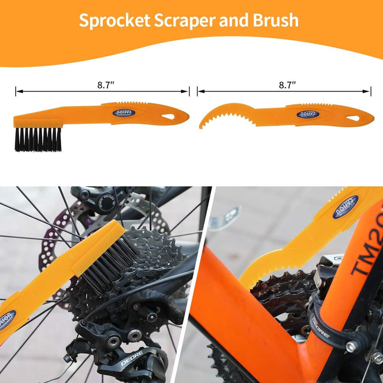 Anndason 8 Pieces Precision Bicycle Cleaning Brush Tool Including Bike Chain Scrubber, suitable for Mountain, Road, City, Hybrid,BMX Bike and Folding Bike